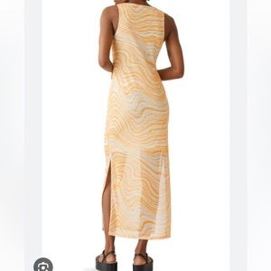 & Other Stories Orange Wave Mesh Dress